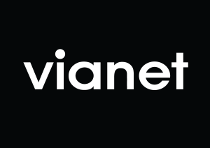 Vianet logo — white on black
